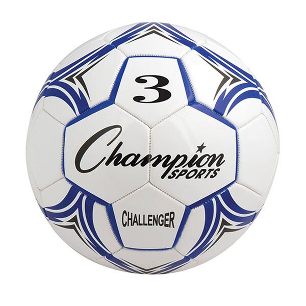 Champion Sports Challenger Series Soccer Ball, Royal & White - Size 3 - CH3BL