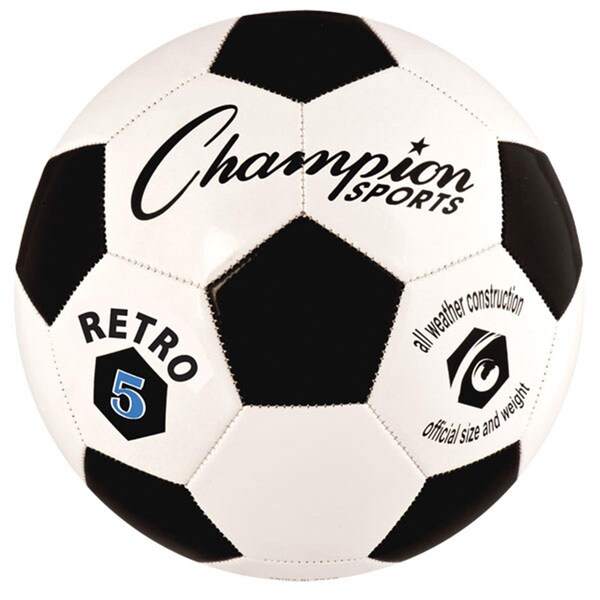 Champion Sports Retro Soccer Ball, Black & White - Size 5 - CH56097
