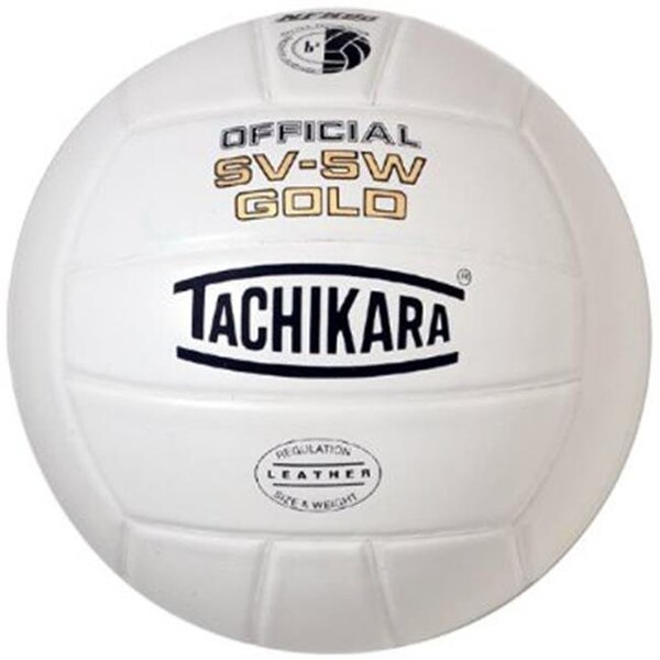 Tachikara Tachikara SV5W-GOLD.NFHS Gold Competition Premium Leather Volleyball - White - SV5W-GOLD.NFHS