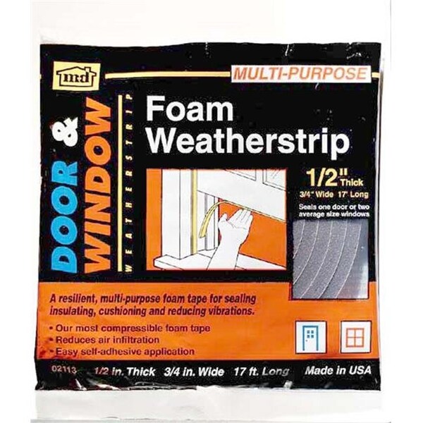 M-D Building Products M-d Products .50in. X .75in. X 17in. Gray Low Density Foam Weather Strip  02113 - 43374021134