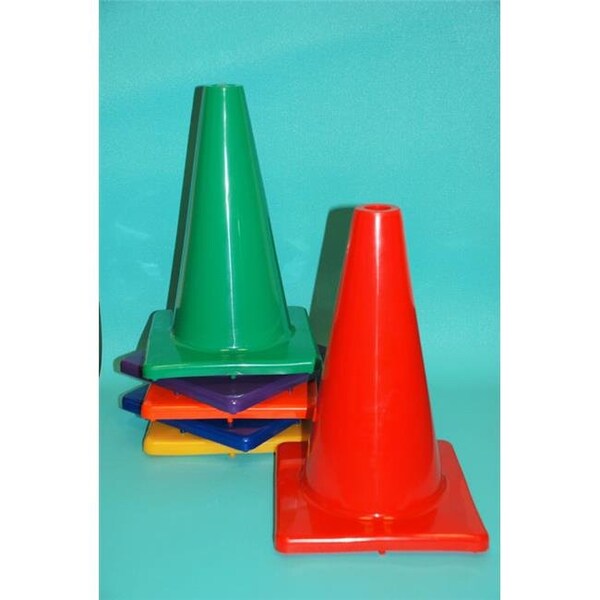 Everrich Industries Everrich EVB-0031 12 Inch Vinyl Cone with Square Base- Pack of 6 - EVB-0031