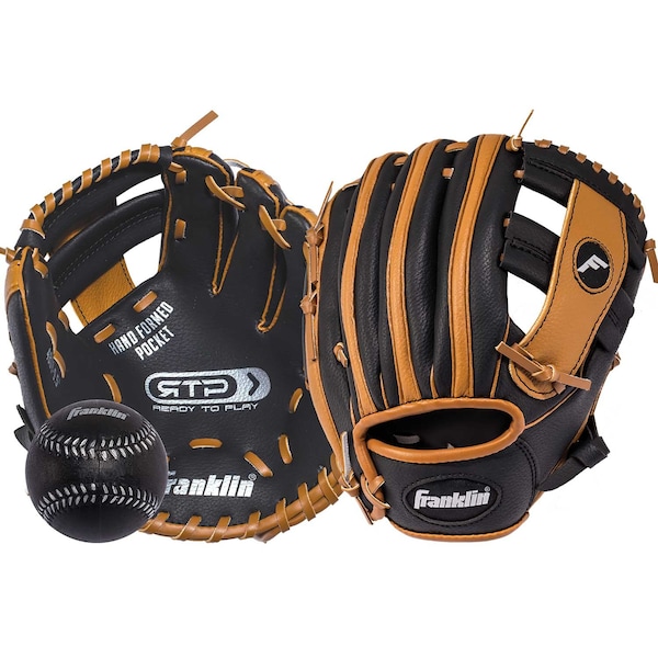 Franklin Sports Franklin RTP Black/Tan PVC Right-handed T-Ball Fielding Glove 9.5 in. 1 pk - 4809TBS