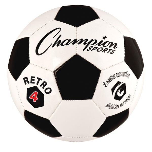 Champion Sports Retro Soccer Ball, Black & White - Size 4 - RETRO4