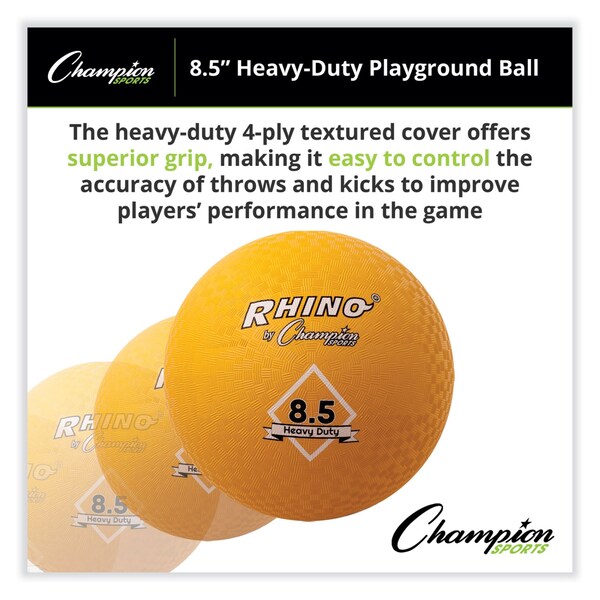 Champion Sports Heavy Duty Playground Ball, 8.5 in. Diameter, Yellow - PG85HD