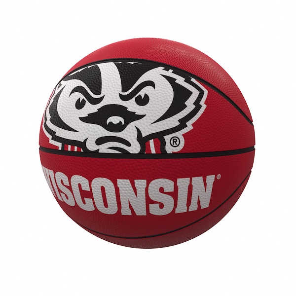 Logo Brands Wisconsin Mascot Official-Size Rubber Basketball - 244-91FR-1