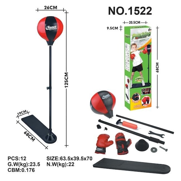 Az Trading & Import AZ Trading & Import PS1522 Boxing Punching Bag Set with Gloves; Pump & Adjustable Stand - PS1522