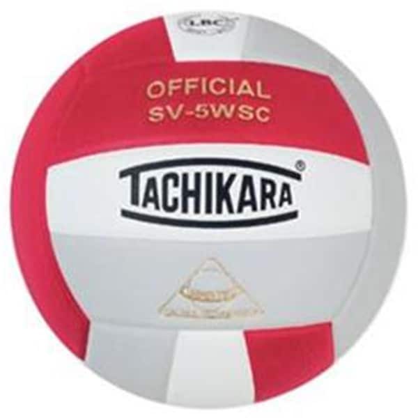 Tachikara Sensi-Tec Composite High Performance Volleyball - Scarlet-White-Silver Gray - SV5WSC.SWSL