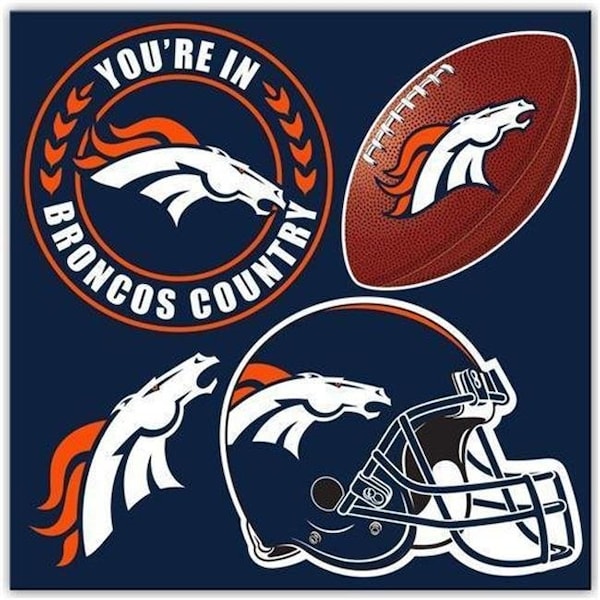 Fremont Die Consumer Products Inc Fremont Die 98632 NFL Denver Broncos 4 Piece Magnet Set - 98632