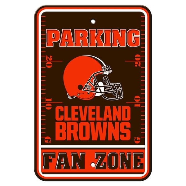 Caseys Cleveland Browns Sign 12x18 Plastic Fan Zone Parking Style Special Order - 2324592242