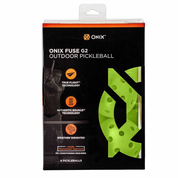 Onix Fuse G2 Outdoor Pickleball Balls, Neon Green, 6PK - KZ41006N-G2