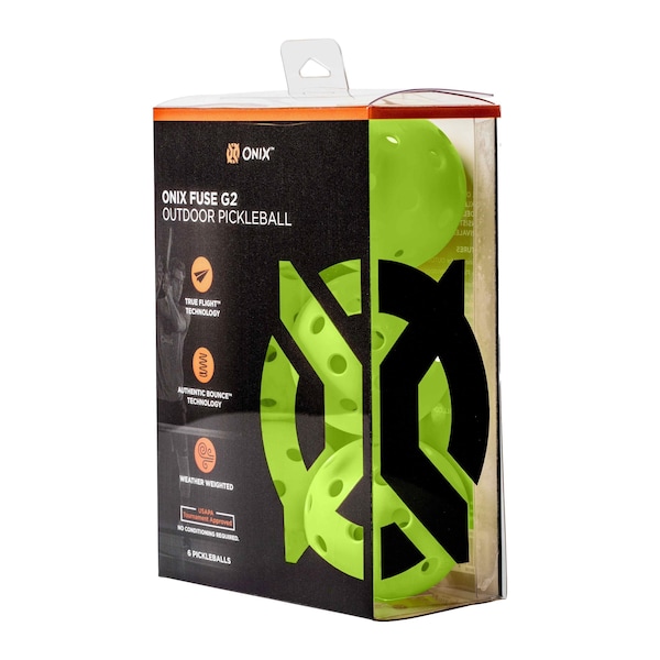 Onix Fuse G2 Outdoor Pickleball Balls, Neon Green, 6PK - KZ41006N-G2