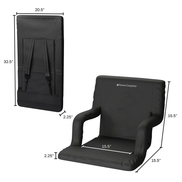 Home-Complete Stadium Seats - Bleacher Cushion Set with Padded Back Support, Armrests by, 2PK - HC-3001-2