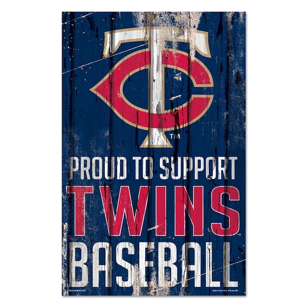 Wincraft Minnesota Twins Sign 11x17 Wood Proud to Support Design - 3208562548