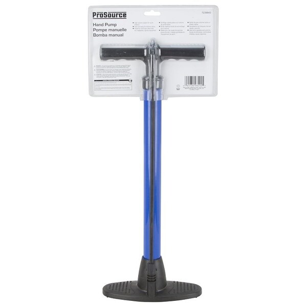 Prosource Bicycle Hand Air Pump, 8-7/8 W x 21-1/2 H in, 120 psi Max Pressure, A18 Valve Valve, Blue - JL-HP013L
