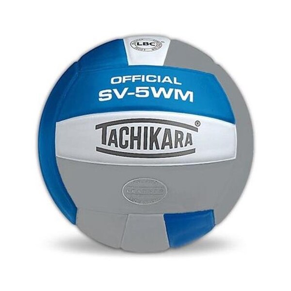 Tachikara Tachikara SV5WM.CBWSL Full Grain Leather VolleyBall - College Blue-White-Silver Gray - SV5WM.CBWSL