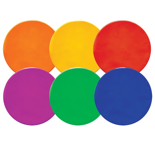 Champion Sports Round Poly Spot Markers, 10", Assorted Colors, PK6 - MSPSET