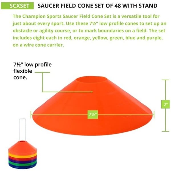 Champion Sports Saucer Field Cone Set, 48 Per Set - SCXSET