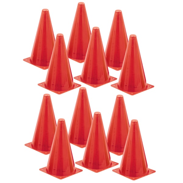 Champion Sports High Visibility Poly Cone, 9in, Orange, PK12 - TC9