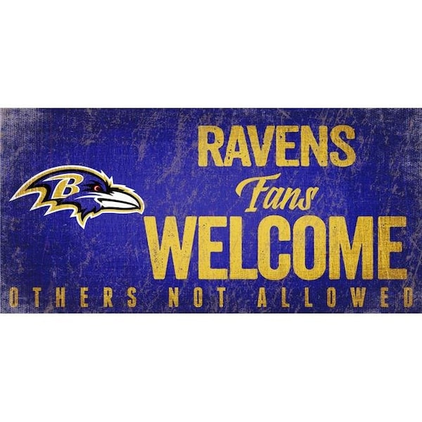 Fan Creations Baltimore Ravens Wood Sign Fans Welcome 12x6 - 7846015253