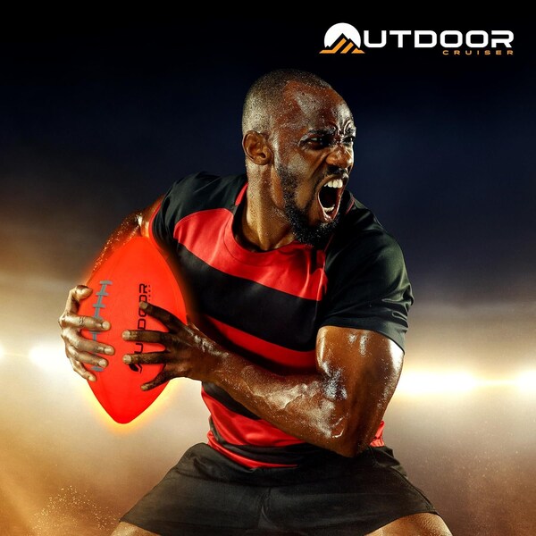 Outdoorcruiser Light Up Football-Waterproof Rubber Construction Glow in The Dark, Glows Up to 30 HrsTap Activation - OCRGB6