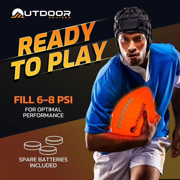Outdoorcruiser Light Up Football-Waterproof Rubber Construction Glow in The Dark, Glows Up to 30 HrsTap Activation - OCRGB6
