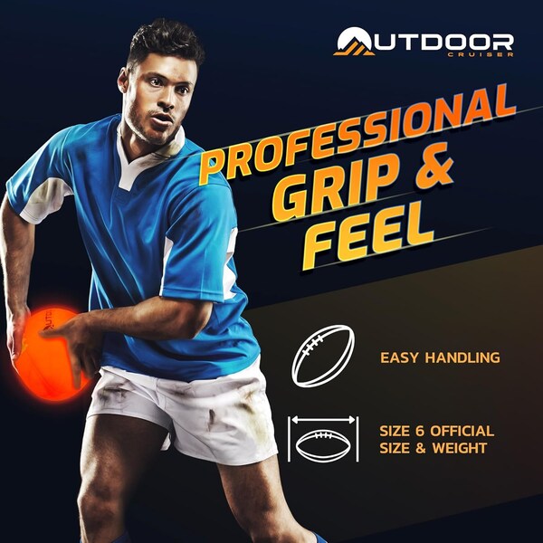 Outdoorcruiser Light Up Football-Waterproof Rubber Construction Glow in The Dark, Glows Up to 30 HrsTap Activation - OCRGB6