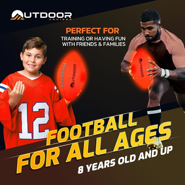 Outdoorcruiser Light Up Football-Waterproof Rubber Construction Glow in The Dark, Glows Up to 30 HrsTap Activation - OCRGB6
