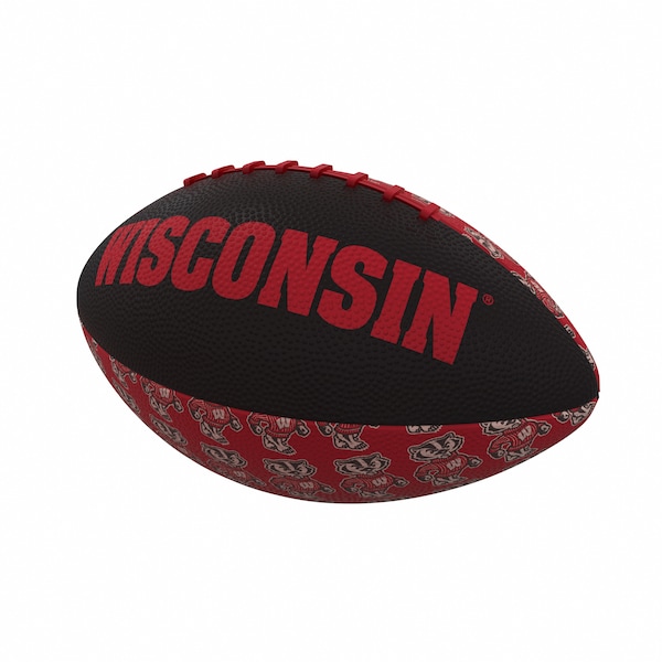 Logo Brands Wisconsin Repeating Mini-Size Rubber Football - 244-93MR-3