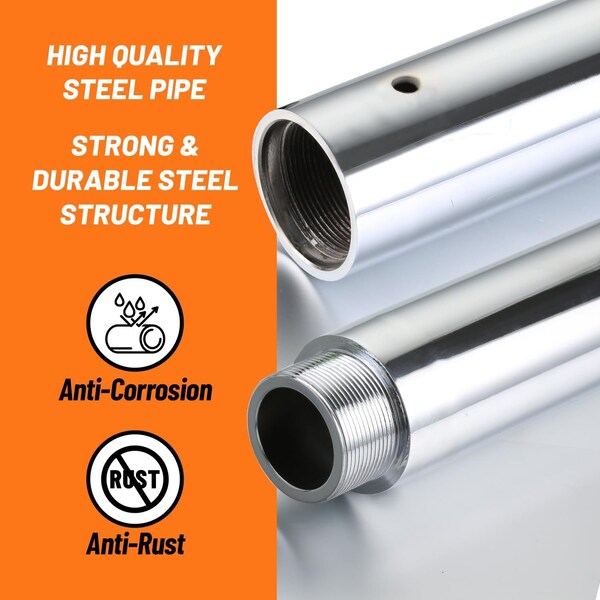 Runmaster Premium 45mm Dance Pole Kit, Spinning and Static, Portable Steel with Silicone Protection, Silver - HMDANCS4