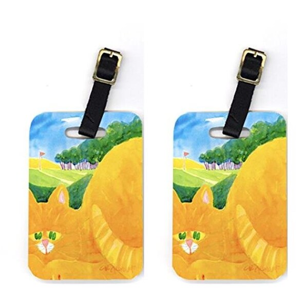 Carolines Treasures Carolines Treasures 6021BT Orange Tabby Cat On The Green Golfer Luggage Tag - Pair 2; 4 x 2.75 In. - 6021BT