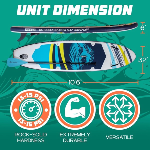 Outdoorcruiser Outdoor Crusier Inflatable Stand Up Paddle Board, Ultra Portable and Lightweight, Wide Stable - OCPD03