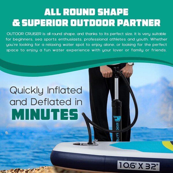 Outdoorcruiser Outdoor Crusier Inflatable Stand Up Paddle Board, Ultra Portable and Lightweight, Wide Stable - OCPD03