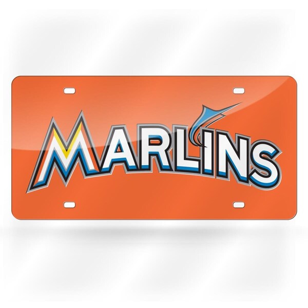 Signed And Sealed Miami Marlins Laser Cut License Plate, Light Orange - SI3350200