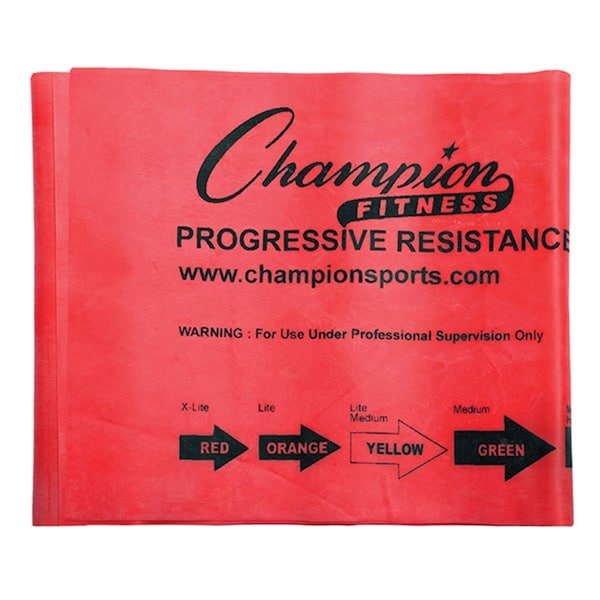 Champion Sports 4 ft. Therapy & Exercise Flat Band, Red - Extra Light - FB4R
