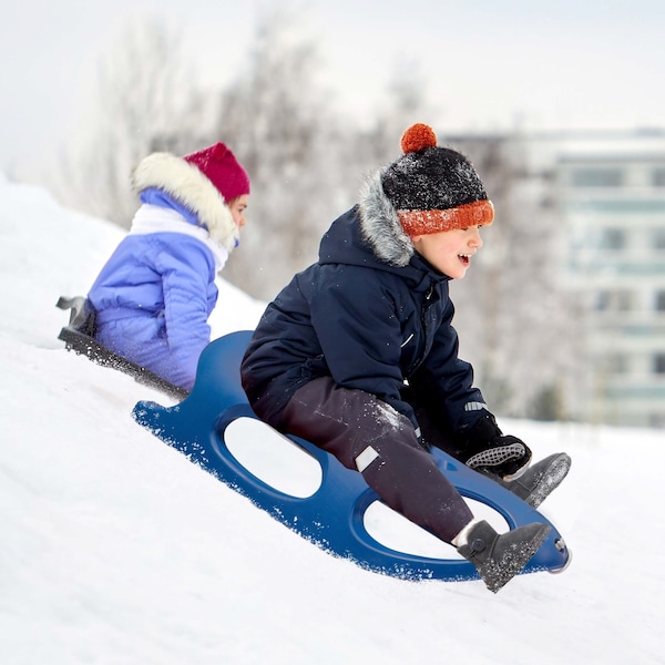 Gardenised Kids Winter Plastic Outdoor Snow Sleigh Ice Sled, Kids over 5 Years, Blue - QI004217.BL