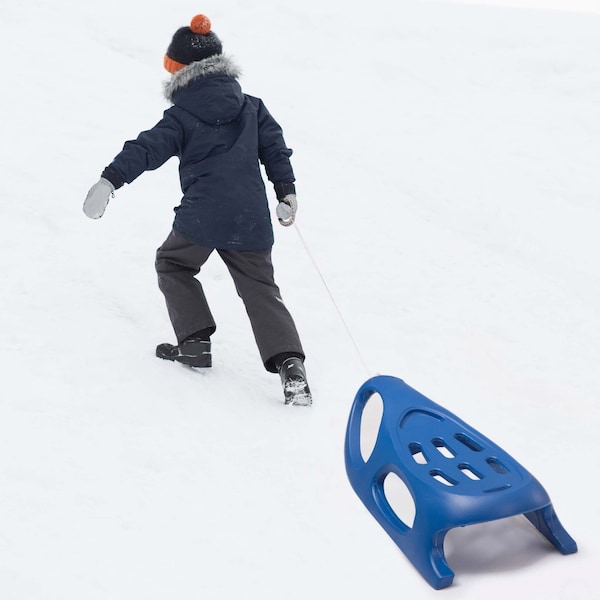 Gardenised Kids Winter Plastic Outdoor Snow Sleigh Ice Sled, Kids over 5 Years, Blue - QI004217.BL