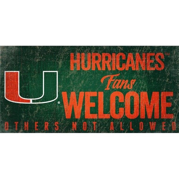 Fan Creations Miami Hurricanes Wood Sign Fans Welcome 12x6 - 7846014552