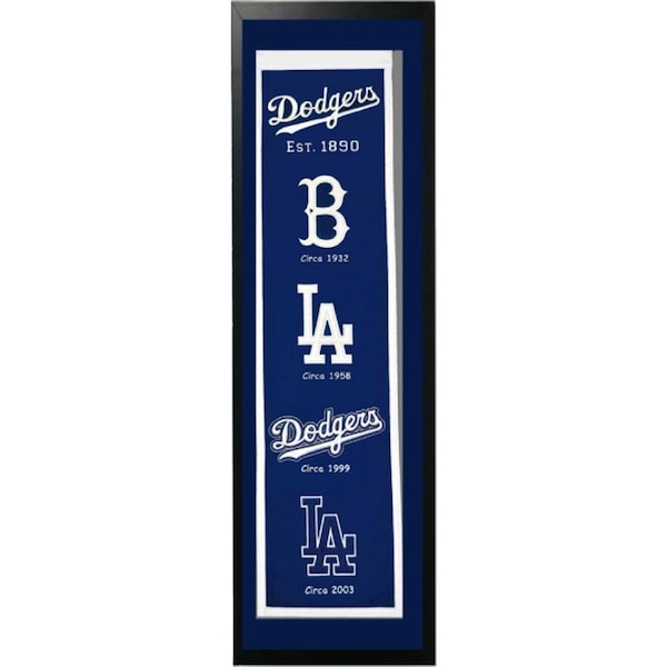 Teamlogos Los Angeles Dodgers Logo History Felt Banner - 14 x 37 in. - TE3488282