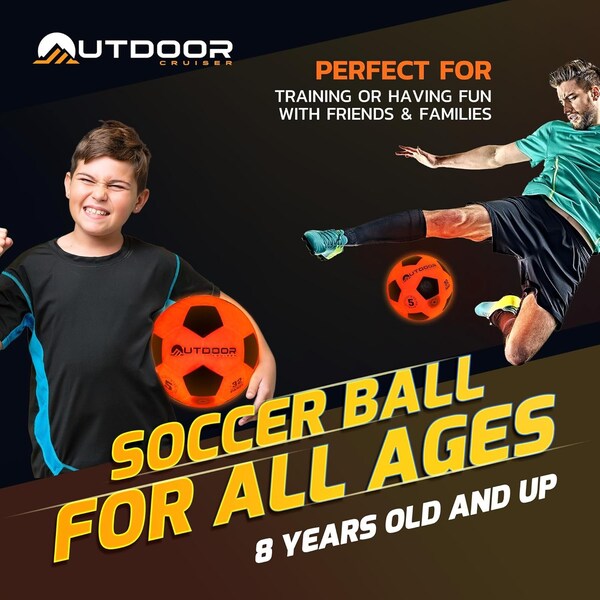 Outdoorcruiser Outdoor Cruiser Light Up Soccer Ball-Waterproof Rubber Construction Glow in the Dark Glows Up - OCFBL5