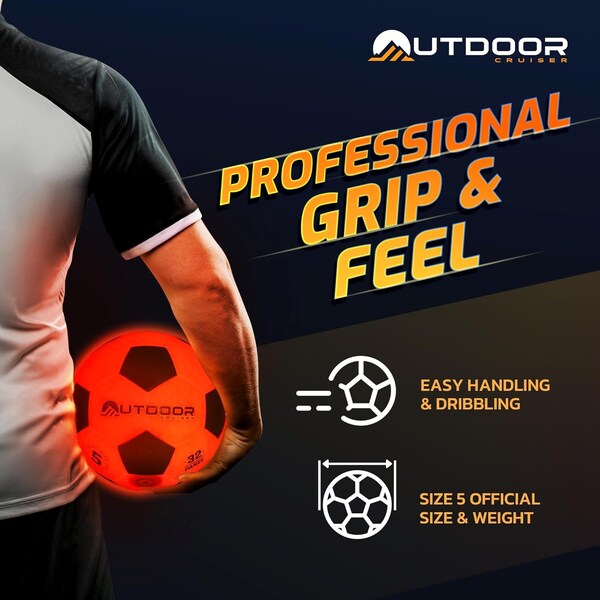Outdoorcruiser Outdoor Cruiser Light Up Soccer Ball-Waterproof Rubber Construction Glow in the Dark Glows Up - OCFBL5