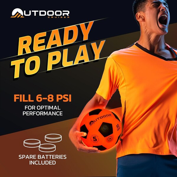 Outdoorcruiser Outdoor Cruiser Light Up Soccer Ball-Waterproof Rubber Construction Glow in the Dark Glows Up - OCFBL5