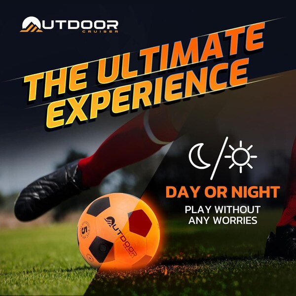 Outdoorcruiser Outdoor Cruiser Light Up Soccer Ball-Waterproof Rubber Construction Glow in the Dark Glows Up - OCFBL5