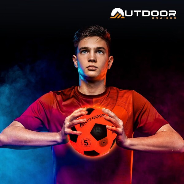 Outdoorcruiser Outdoor Cruiser Light Up Soccer Ball-Waterproof Rubber Construction Glow in the Dark Glows Up - OCFBL5