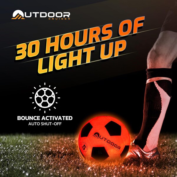 Outdoorcruiser Outdoor Cruiser Light Up Soccer Ball-Waterproof Rubber Construction Glow in the Dark Glows Up - OCFBL5