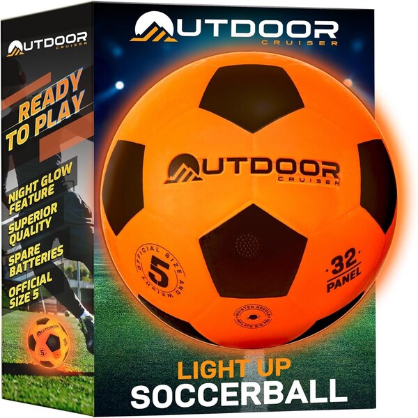 Outdoorcruiser Outdoor Cruiser Light Up Soccer Ball-Waterproof Rubber Construction Glow in the Dark Glows Up - OCFBL5
