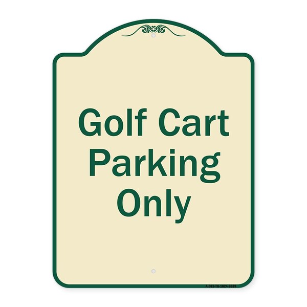 Signmission Designer Series-Golf Cart Parking Only Tan & Green Heavy-Gauge Aluminum - A-DES-TG-1824-9839