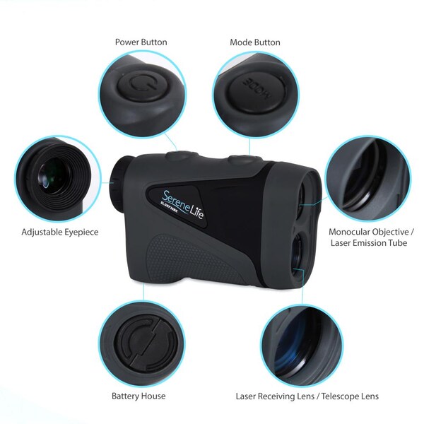 Serenelife Golf Laser Range Finder Monocular w/ Pin-Seeking/Zoom Sight, SLGRF30BK - SLGRF30BK