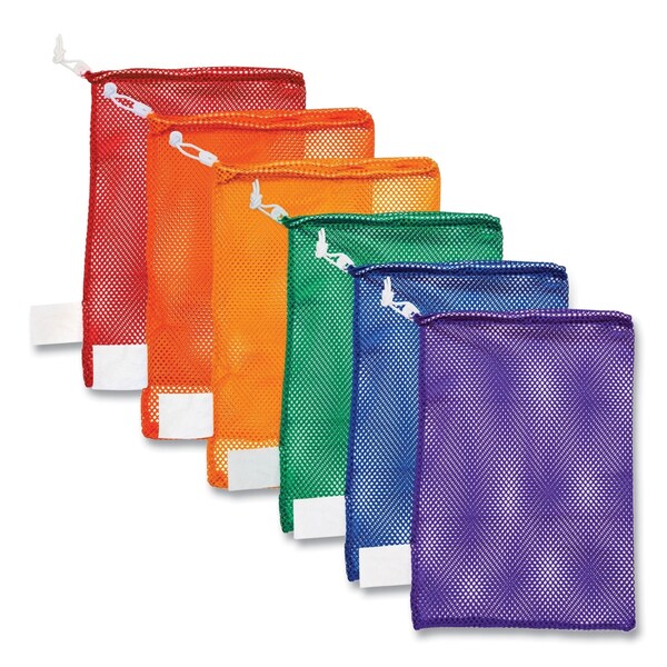 Champion Sports Heavy-Duty Mesh Bag, 12 in. x 18 in., Gold, Green, Orange, Purple, Royal Blue, Scarlet Red, 6/Set - MB18SET