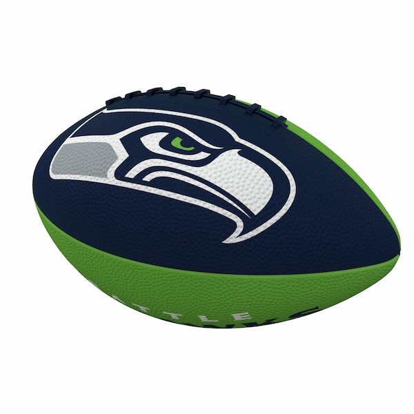 Logo Brands Seattle Seahawks Pinwheel Logo Junior-Size Rubber Football - 628-93JR-2
