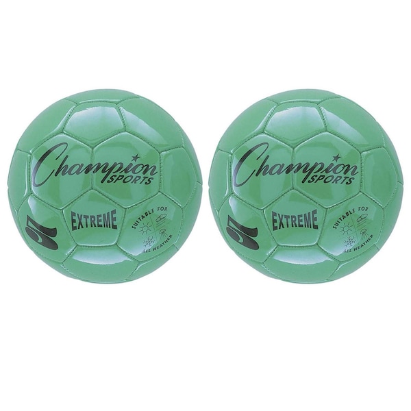 Champion Sports Extreme Soccer Ball, Size 5, Green, 2PK - EX5GN
